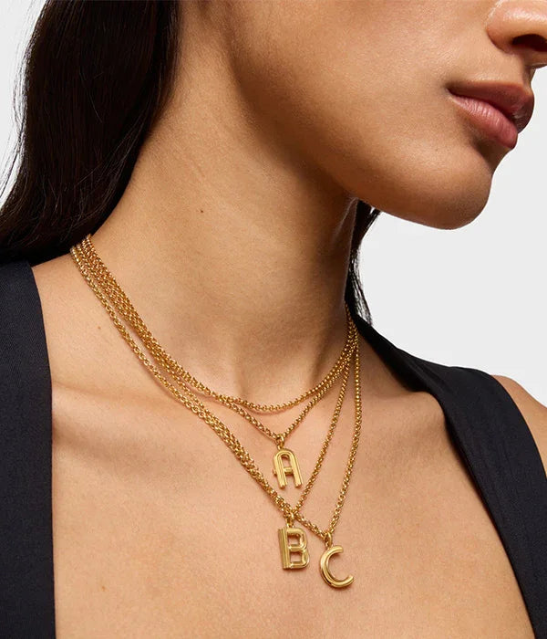 שרשראות זהב עם תליון אותיות A, B, C על צוואר אישה, תכשיטים יוקרתיים CHOZEN