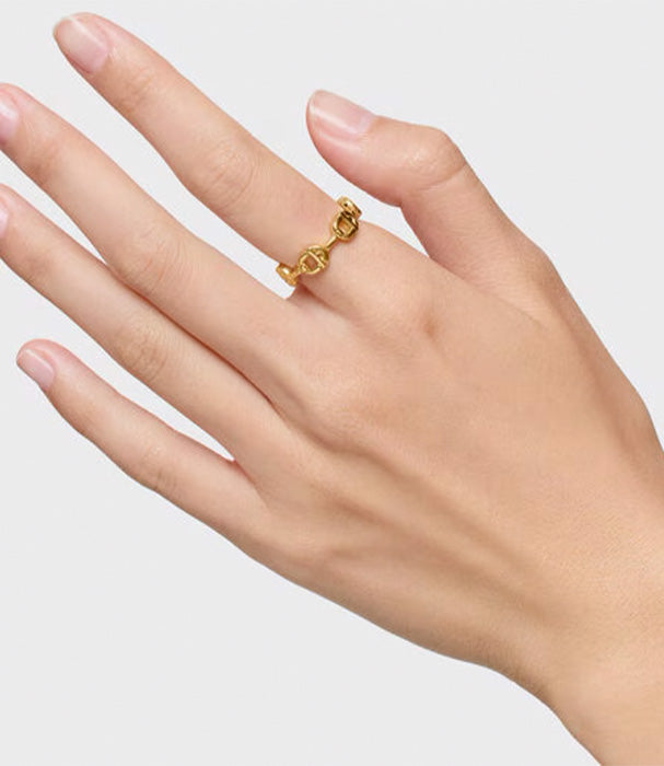 טואוס טבעת Logo Manifesto מכסף ועליו זהב 18 קראט