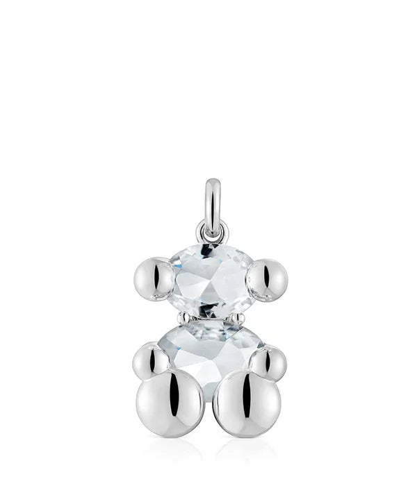 תליון כסף בעיצוב דובי עם אבני קריסטל שקופות, CHOZEN, תכשיטים יוקרתיים