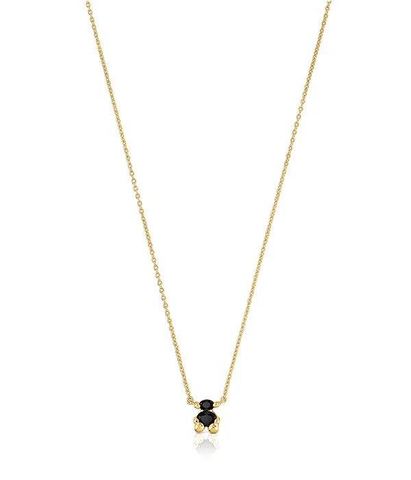 שרשרת זהב עדינה עם תליון אבני חן שחורות ועגולות מבית CHOZEN, אופנה יוקרתית