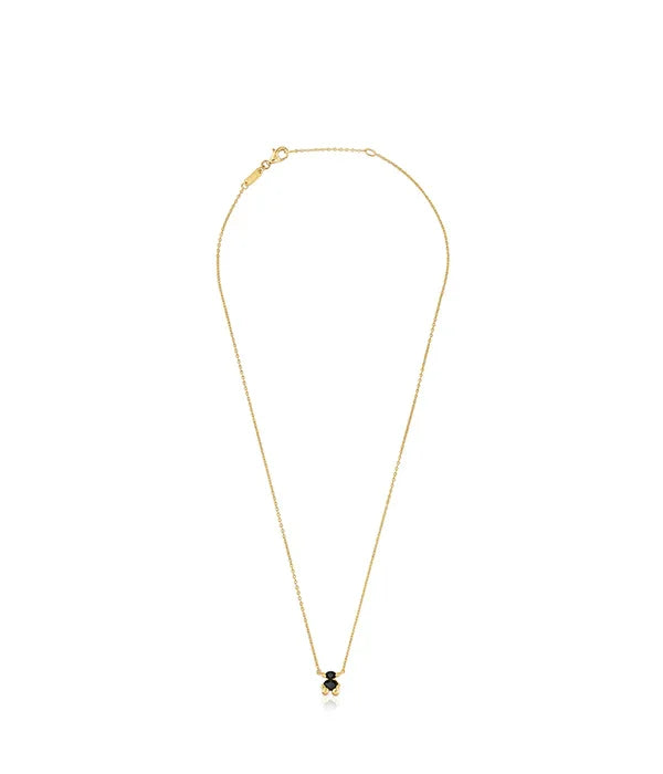 שרשרת עדינה מזהב עם תליון קטן בצורת פרח שחור, צילום מוצר CHOZEN
