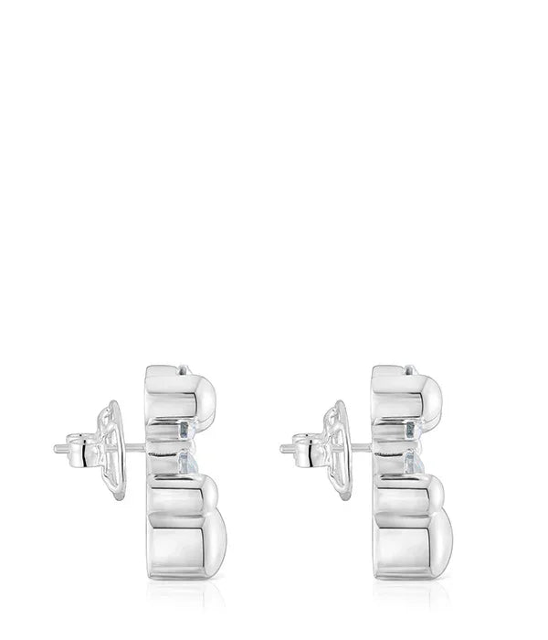 עגילי חישוק כסף יוקרתיים, עיצוב מודרני, מבית CHOZEN, צילום על רקע לבן