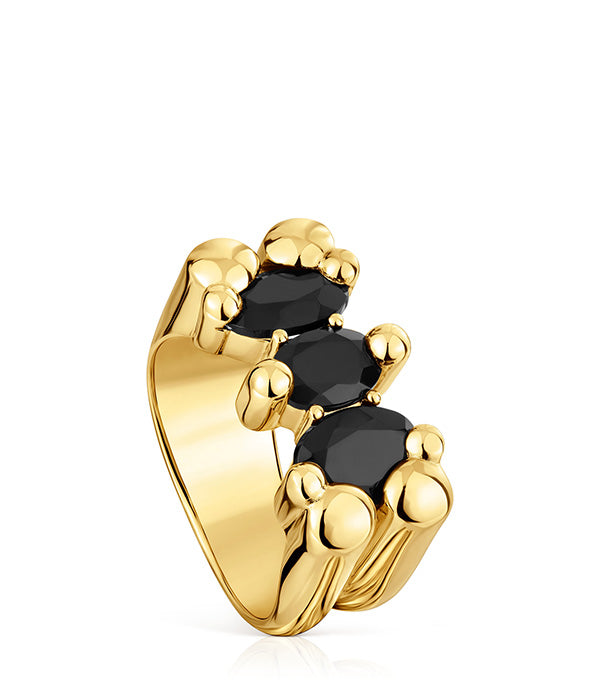 טואוס טבעת בשיבוץ אבן חן Bold Bear מכסף ועליו זהב 18 קראט