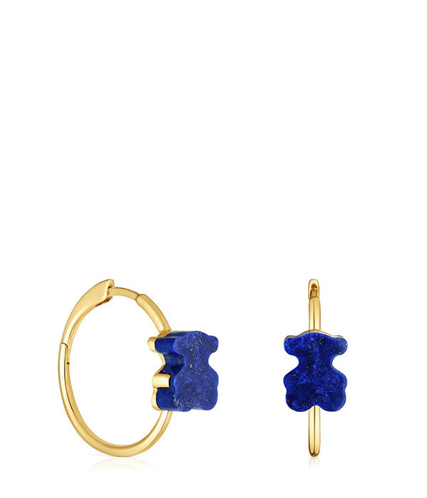 טואוס עגילי חישוק בשילוב מוטיב דובי מאבן חן 1950 מזהב