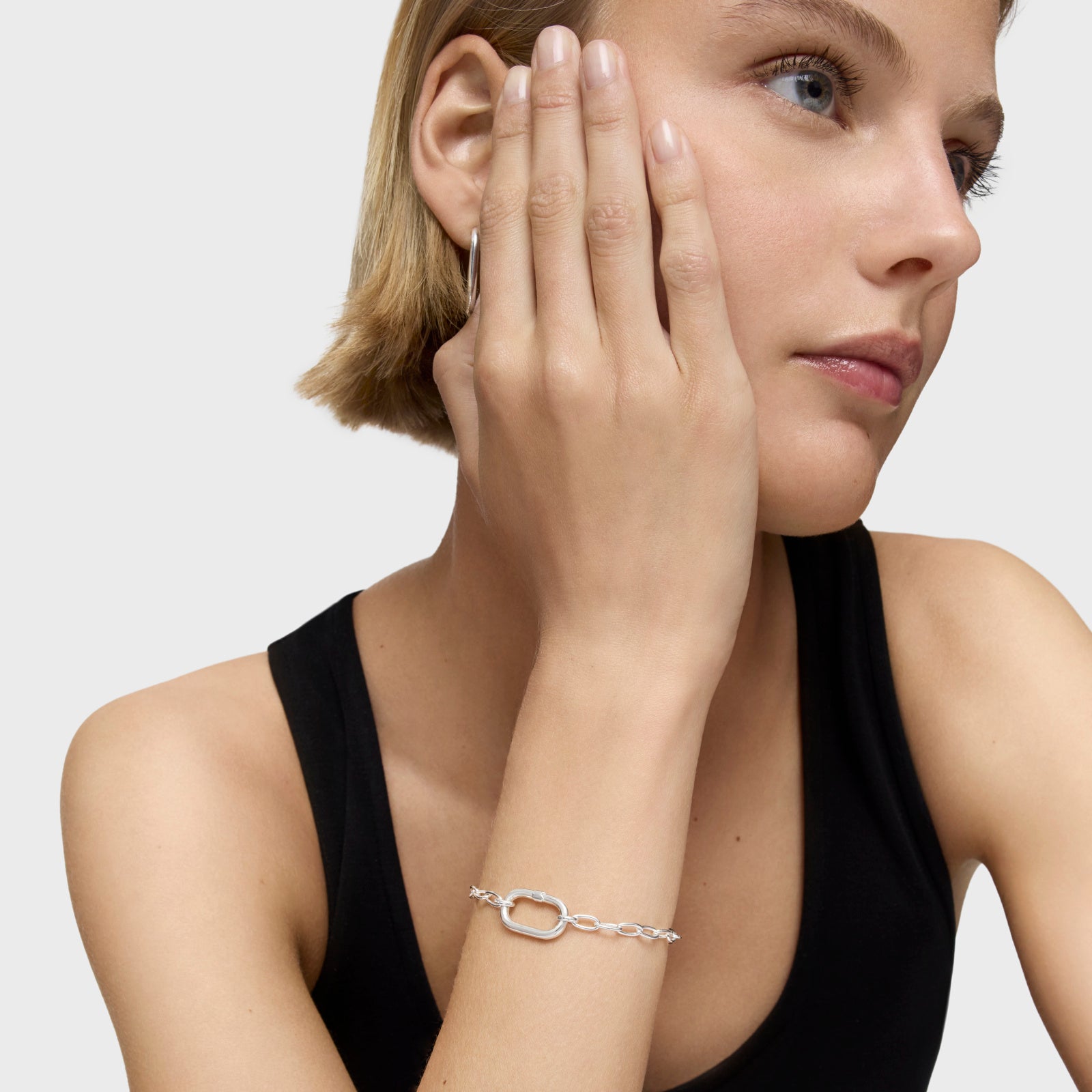 צמיד חוליות Hold Oval מכסף