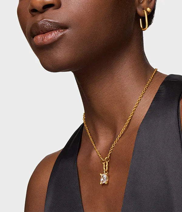 שרשרת זהב עם תליון ויהלום לאישה, עגילי זהב, תכשיטי אופנה CHOZEN