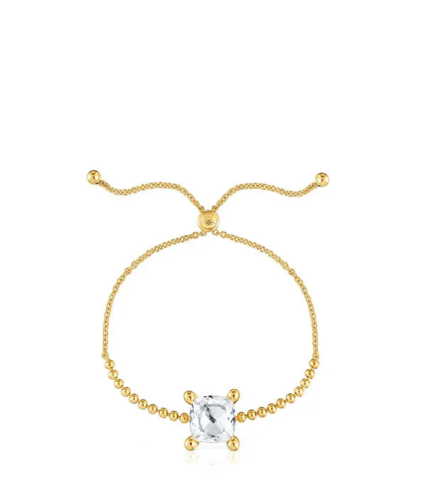 צמיד זהב עדין עם חרוזים ותליון קריסטל שקוף מבית CHOZEN קבוצת אלפא