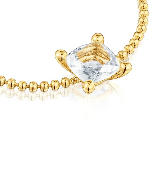 צמיד חרוזים מוזהב עם אבן שקופה מעוצב, תכשיט יוקרתי של CHOZEN