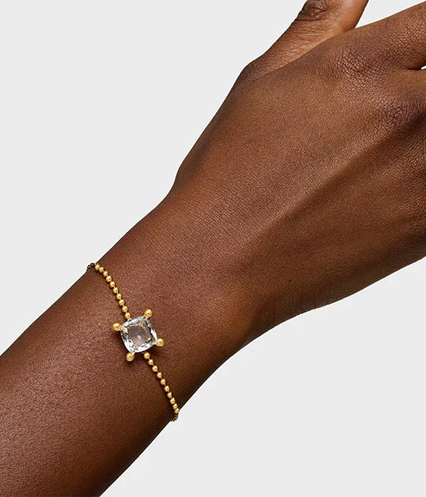 צמיד עדין מזהב עם אבן שקופה על פרק יד, תכשיטים יוקרתיים CHOZEN