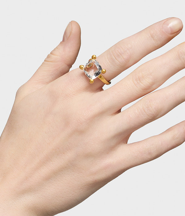 טואוס טבעת בשיבוץ אבן חן TOUS Color מכסף ועליו זהב 18 קראט - CHOZEN