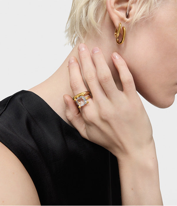 טואוס טבעת בשיבוץ אבן חן TOUS Color מכסף ועליו זהב 18 קראט - CHOZEN