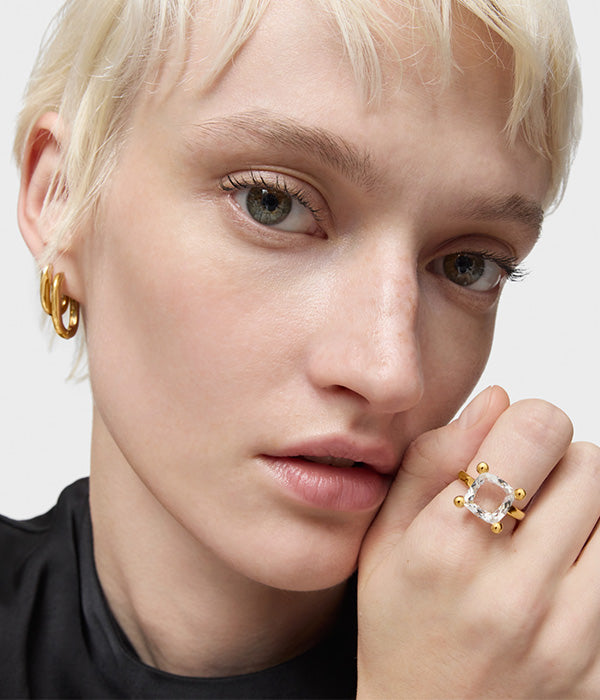 טואוס טבעת בשיבוץ אבן חן TOUS Color מכסף ועליו זהב 18 קראט - CHOZEN