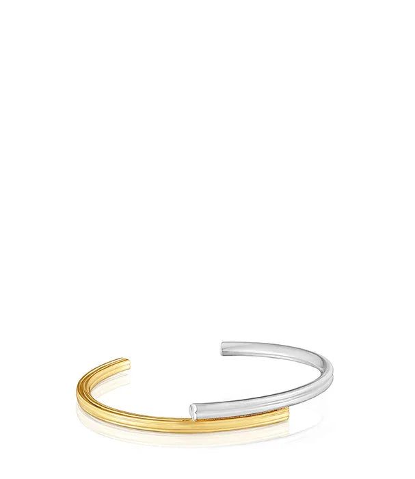 צמיד פתוח דו-גוני זהב וכסף, תכשיט אופנתי CHOZEN מבית אלפא