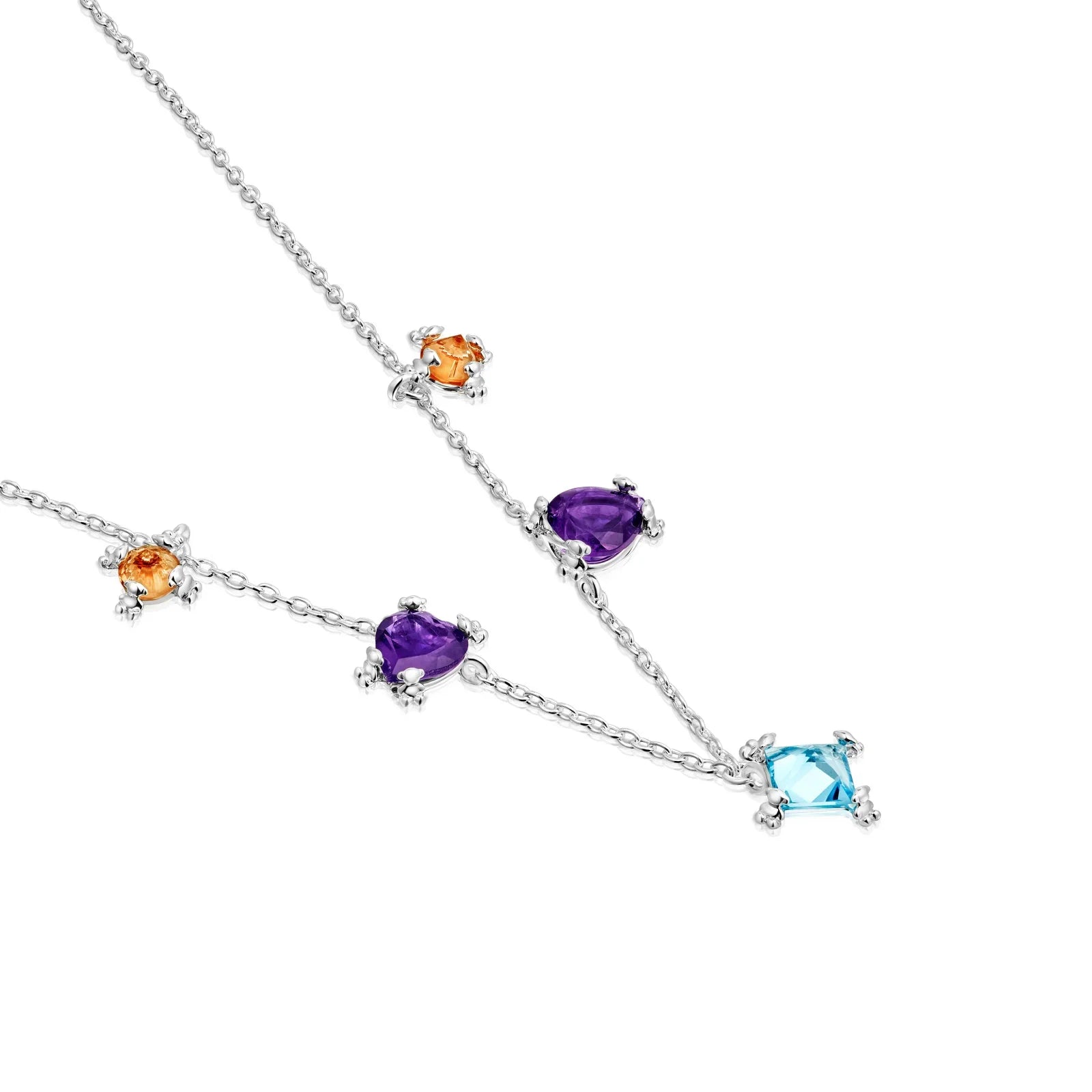 שרשרת כסף בעיצוב צבי ים בשיבוץ אבנים צבעוניות מבית CHOZEN