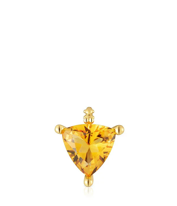 עגיל זהב משובץ אבן צהובה משולשת, תכשיטים יוקרתיים CHOZEN, קולקציית אלפא
