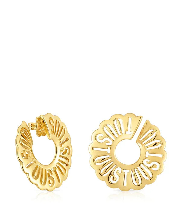 עגילי חישוק מזהב עם כיתוב TOUS, עיצוב אופנתי, מותג בינלאומי ב-CHOZEN