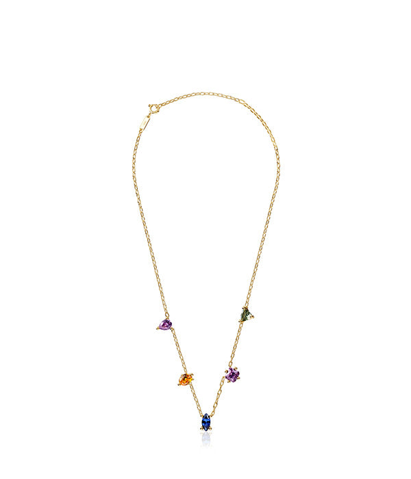 טואוס שרשרת בשיבוץ אבני חן TOUS Color מכסף ועליו זהב 18 קראט