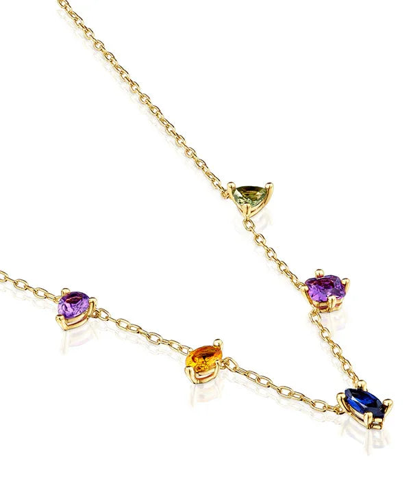 שרשרת זהב עם אבני חן צבעוניות, תכשיט אופנתי של CHOZEN מקבוצת אלפא
