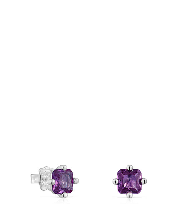 טואוס עגילים בשיבוץ אבן חן TOUS Color מכסף