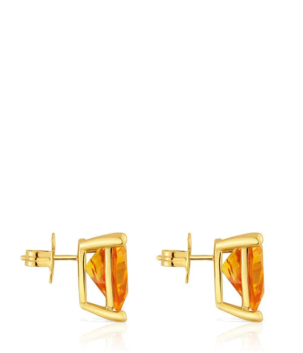 עגילי זהב משובצים אבן כתומה בעיצוב מודרני, תכשיטים מבית CHOZEN, מותגים מובילים