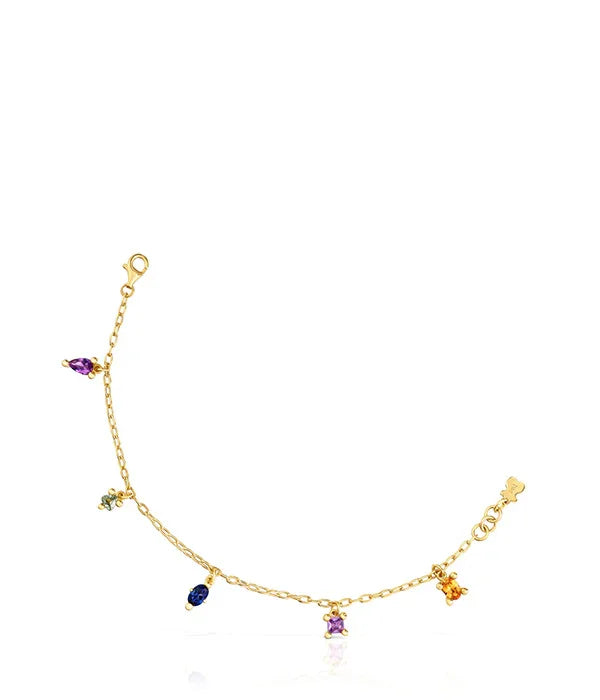 צמיד זהב דק עם תליונים צבעוניים, עיצוב אופנתי מבית CHOZEN