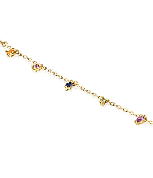 צמיד זהב עדין עם תליוני אבני חן צבעוניות מבית CHOZEN