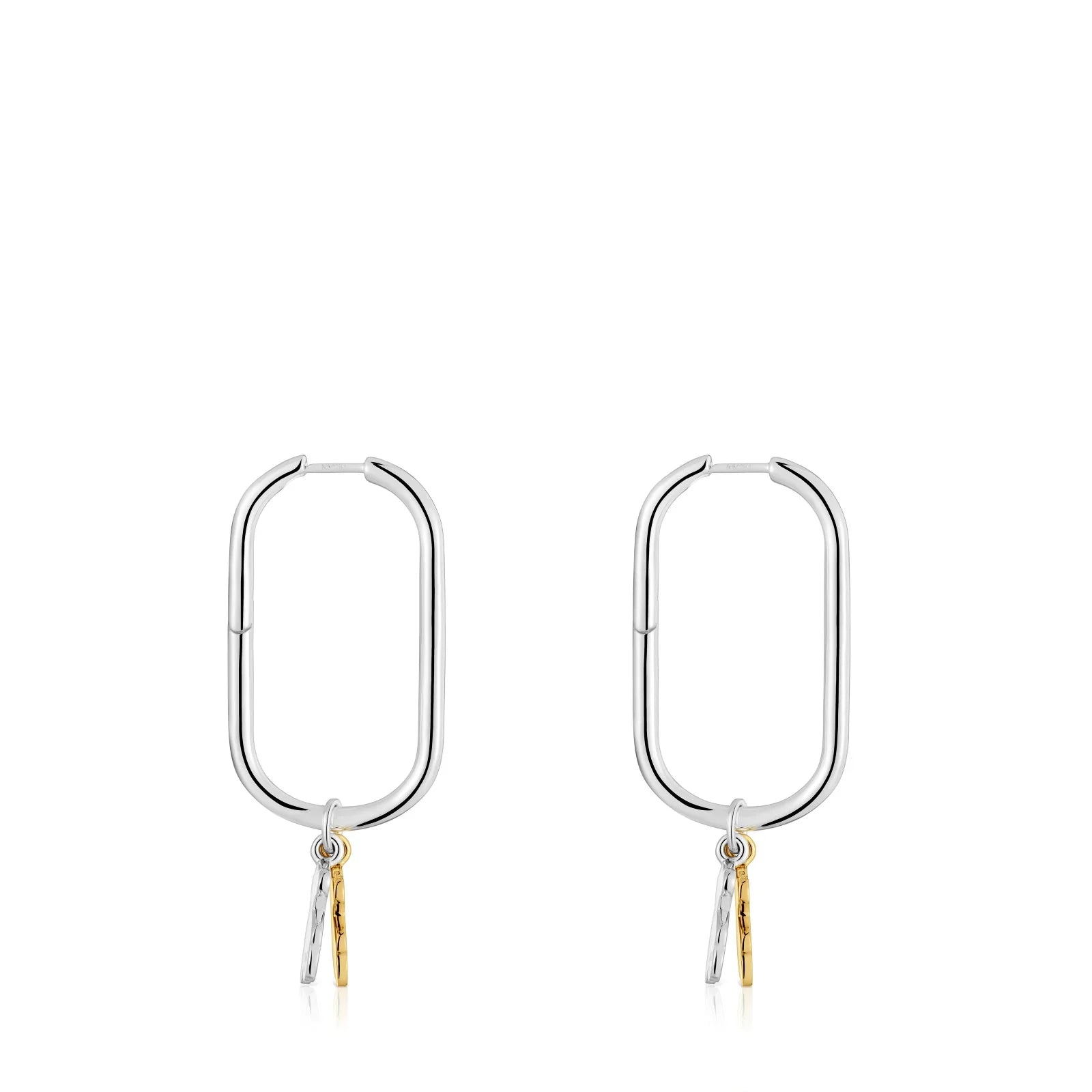 עגילי חישוק מלבניים בציפוי כסף וזהב, תכשיטי CHOZEN, אופנה יוקרתית לנשים