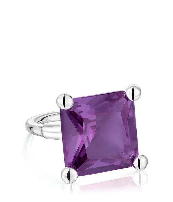 טבעת כסף עם אבן סגולה מרובעת, תכשיט יוקרתי CHOZEN מבית קבוצת אלפא