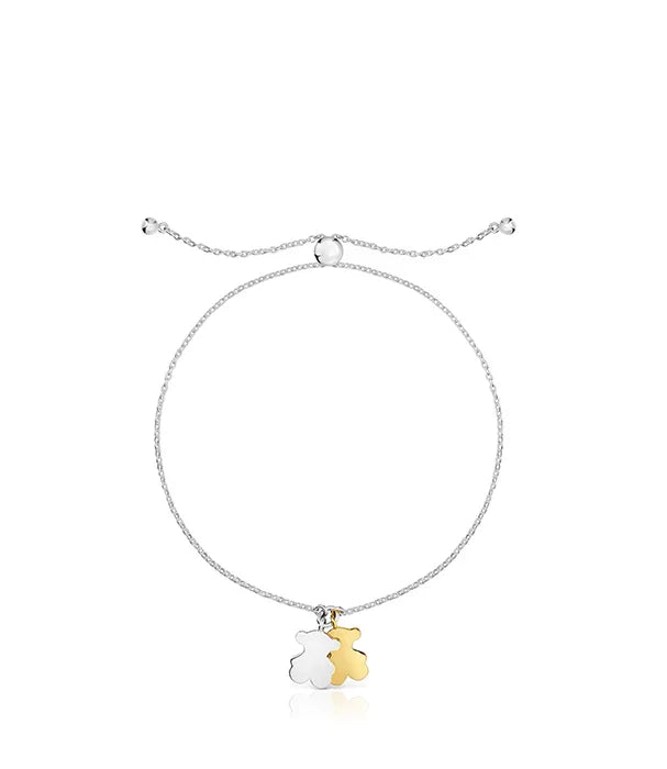 צמיד כסף עדין עם תליוני דובי בצבעי כסף וזהב, תכשיט אופנה יוקרתי CHOZEN