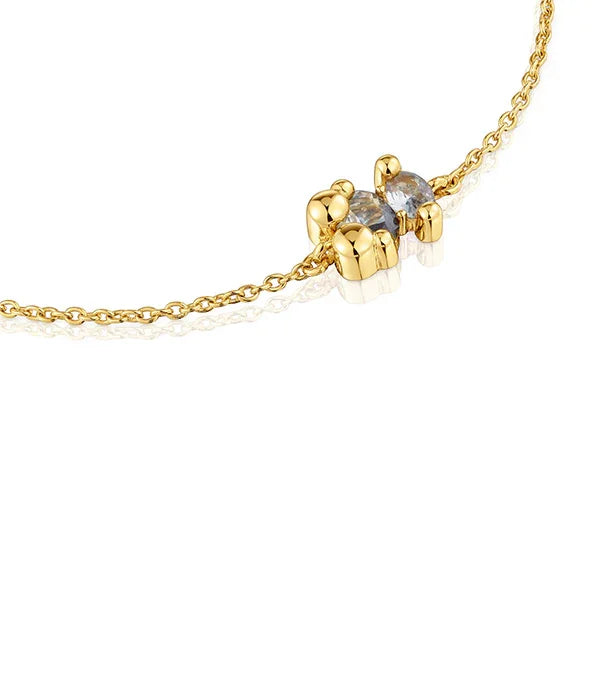 שרשרת זהב עדינה עם תליון דובון ושיבוץ זירקונים, תכשיטי אופנה CHOZEN