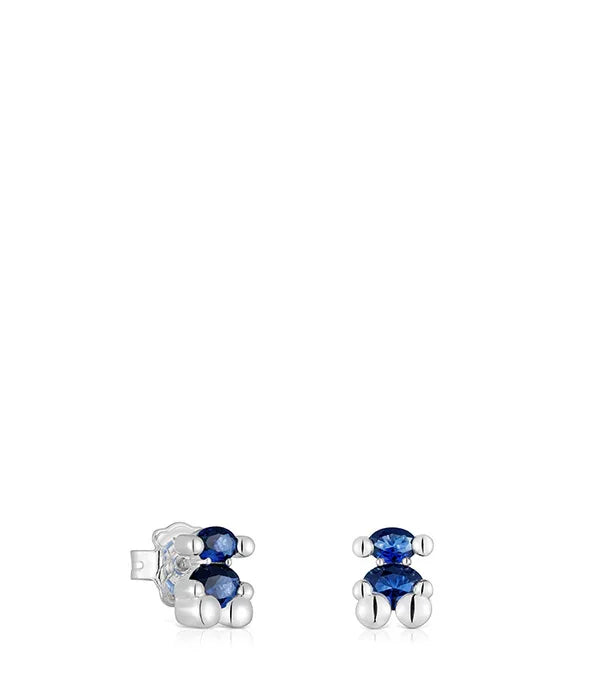 עגילי דובון כסף עם אבני חן כחולות, עיצוב ייחודי, תכשיטים מבית CHOZEN