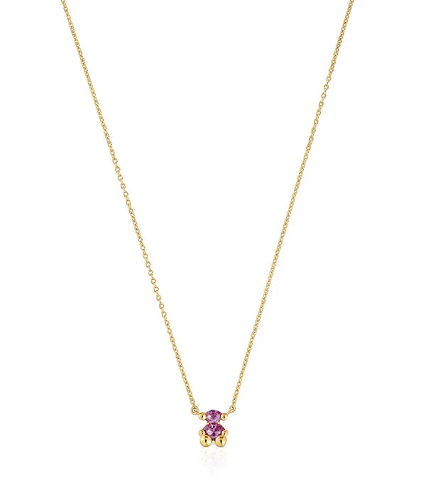 שרשרת זהב עדינה עם תליון משובץ אבן סגולה, תכשיט יוקרתי מבית CHOZEN