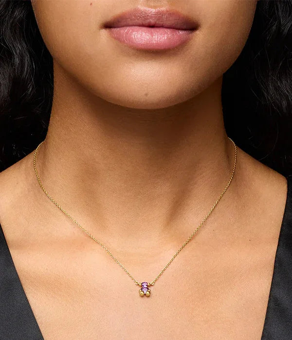 שרשרת זהב עדינה עם תליון דובי סגול, תכשיט אופנתי לנשים מבית CHOZEN