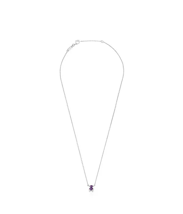 שרשרת כסף עדינה עם תליון אבן סגולה קלאסית מבית CHOZEN