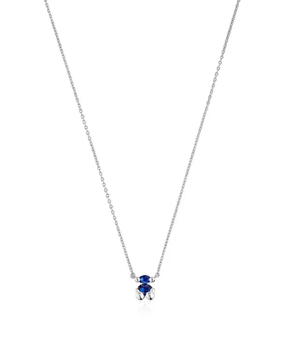 שרשרת כסף עדינה עם תליון דובון ואבן כחולה, מותגי תכשיטים CHOZEN