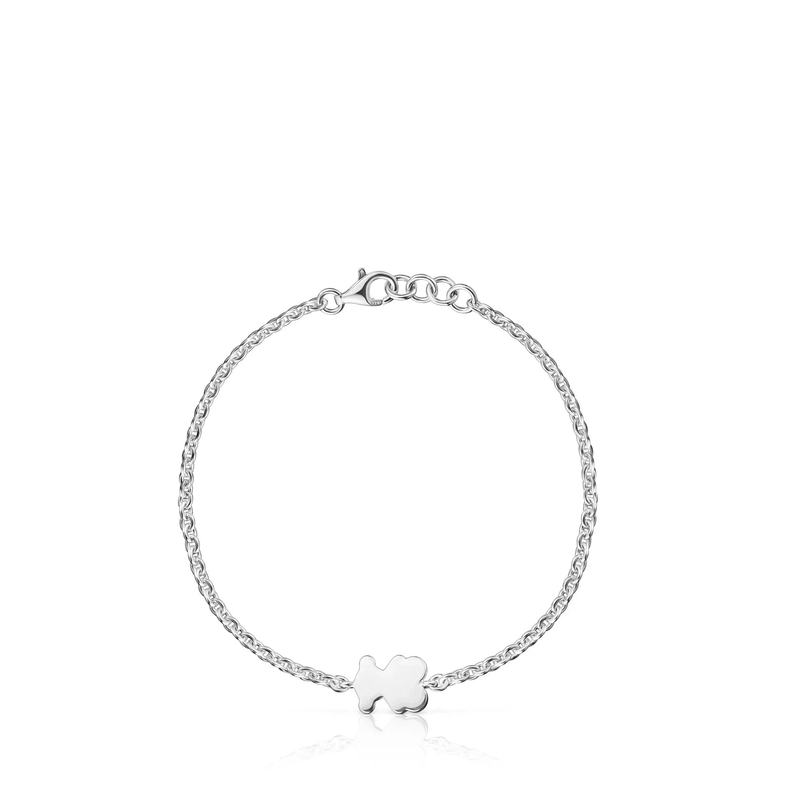 צמיד כסף עדין לנשים עם תליון דוב, תכשיט אופנה CHOZEN, צילום על רקע לבן