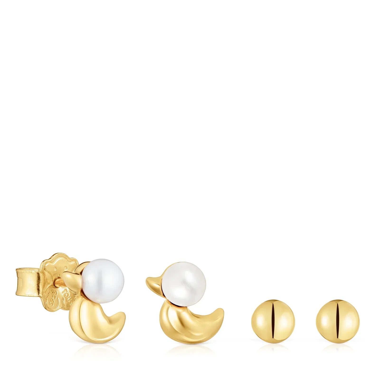 עגילי ברווז זהב עם פנינה ועגילים עגולים, תכשיטים יוקרתיים מבית CHOZEN