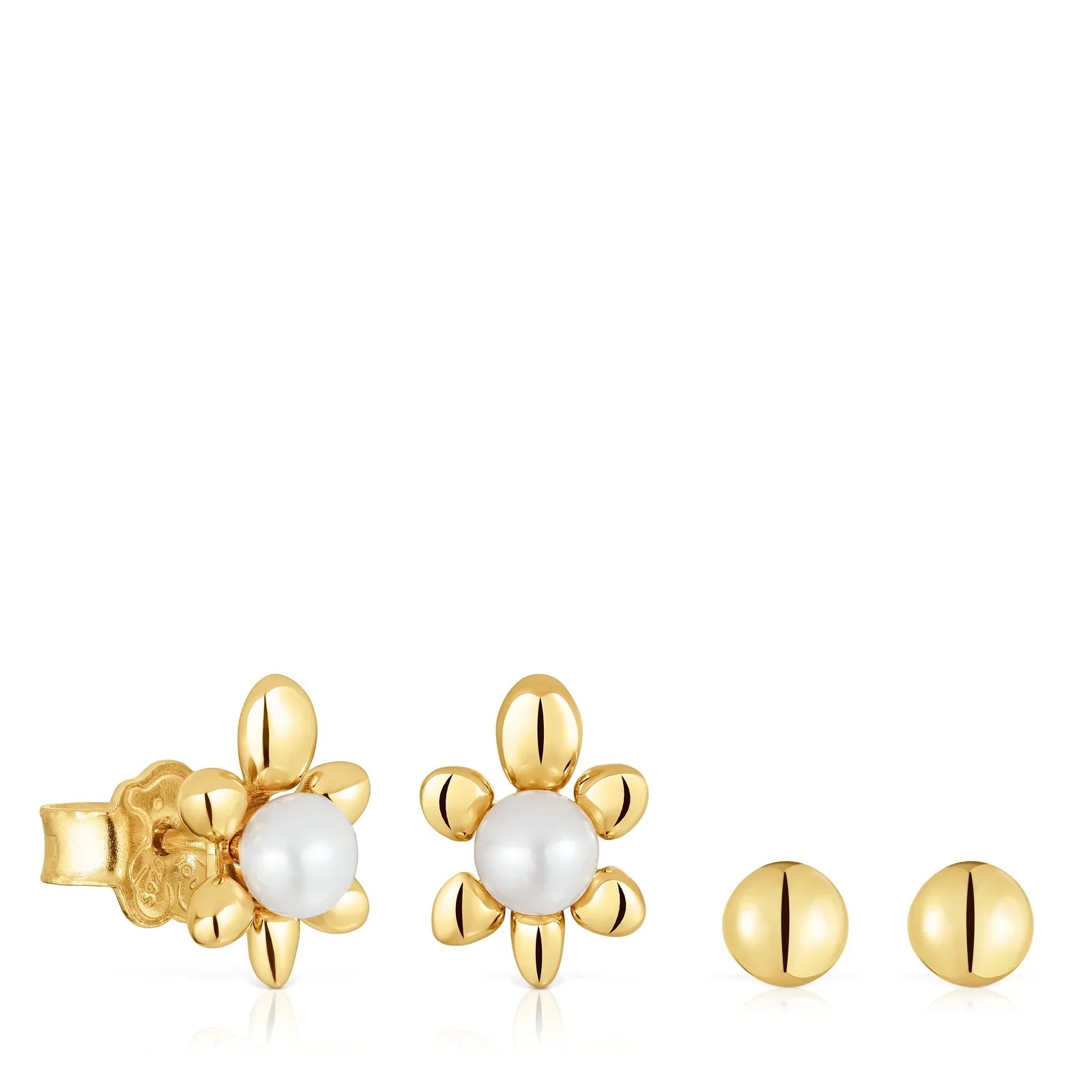 עגילי זהב משובצים פנינה בצורה פרחונית, עגילי CHOZEN מארץ קבוצת אלפא