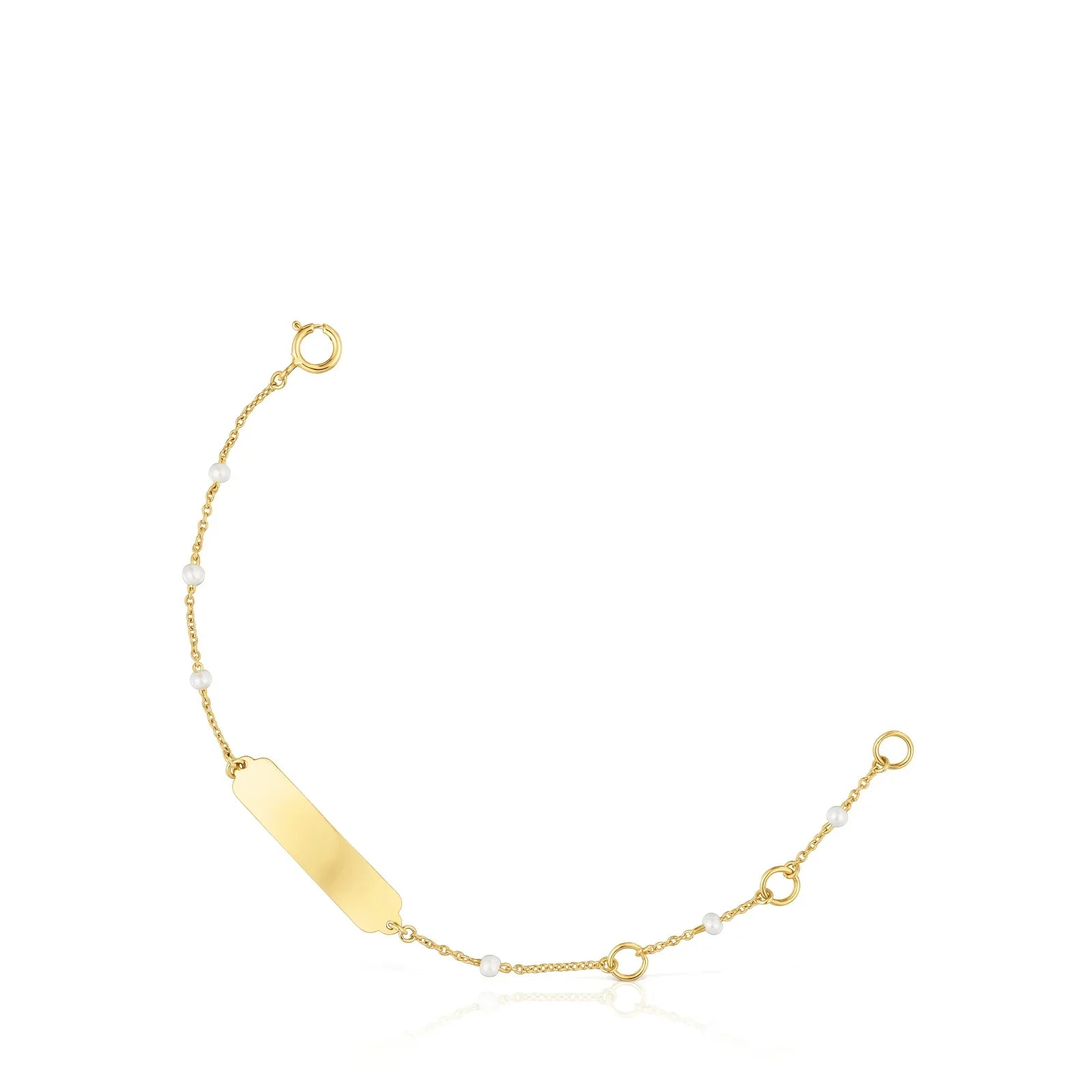 צמיד זהב עדין לנשים עם פנינים ולוחית חריטה, תכשיטי CHOZEN אלפא