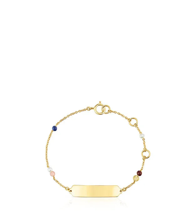 צמיד עדין מזהב עם חרוזים צבעוניים, עיצוב יוקרתי מבית CHOZEN
