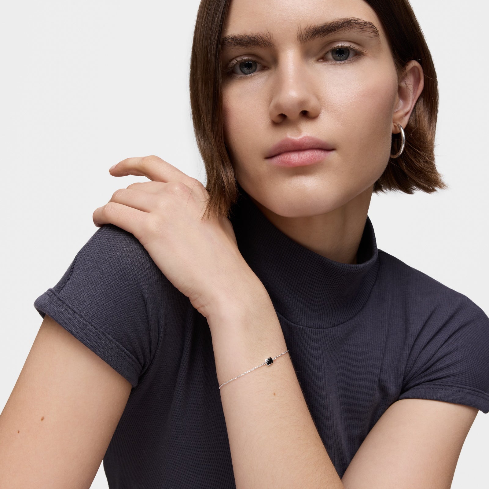 טואוס צמיד דובי מאבן אוניקס Icon Color מכסף