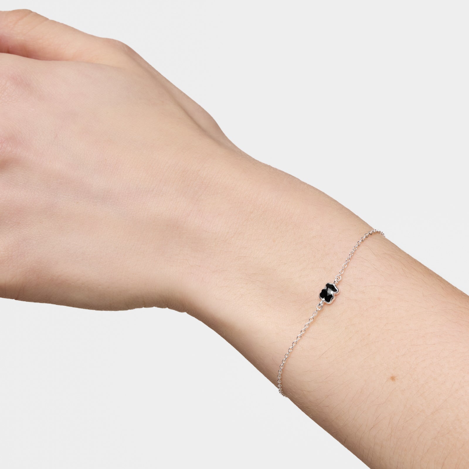 טואוס צמיד דובי מאבן אוניקס Icon Color מכסף