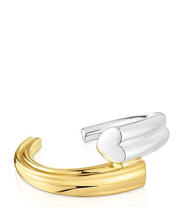 טבעת פתוחה דו-גוונית זהב וכסף מבית CHOZEN בעיצוב מודרני מבריק