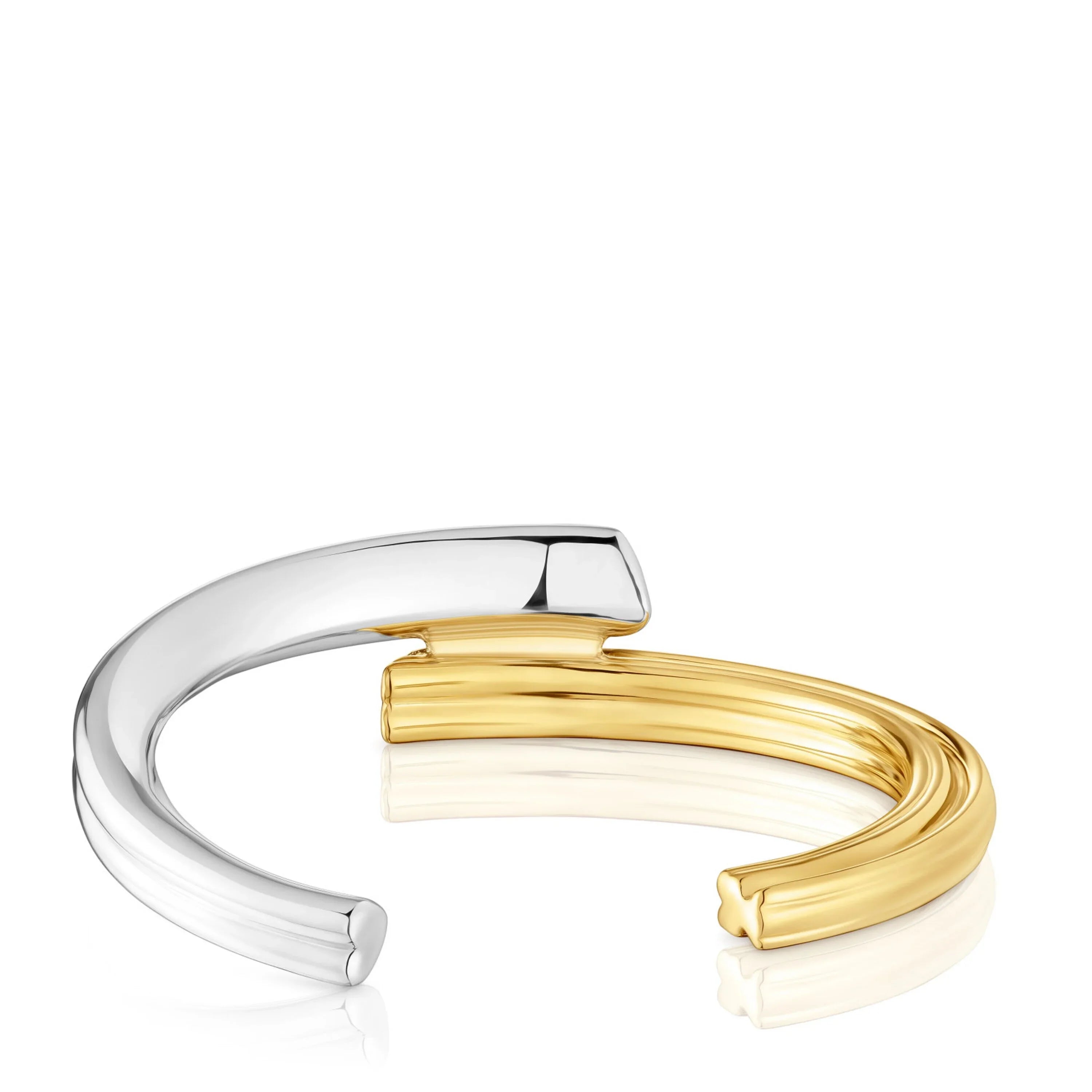 צמיד פתוח דו-גוני, כסף וזהב, עיצוב מודרני יוקרתי CHOZEN מותגים מובילים