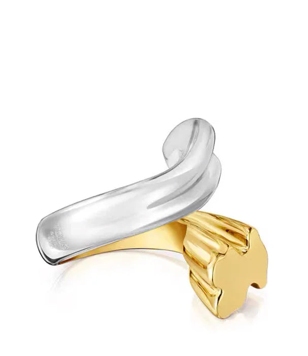 טבעת פתוחה משולבת זהב וכסף בעיצוב מודרני, CHOZEN תכשיטים יוקרתיים