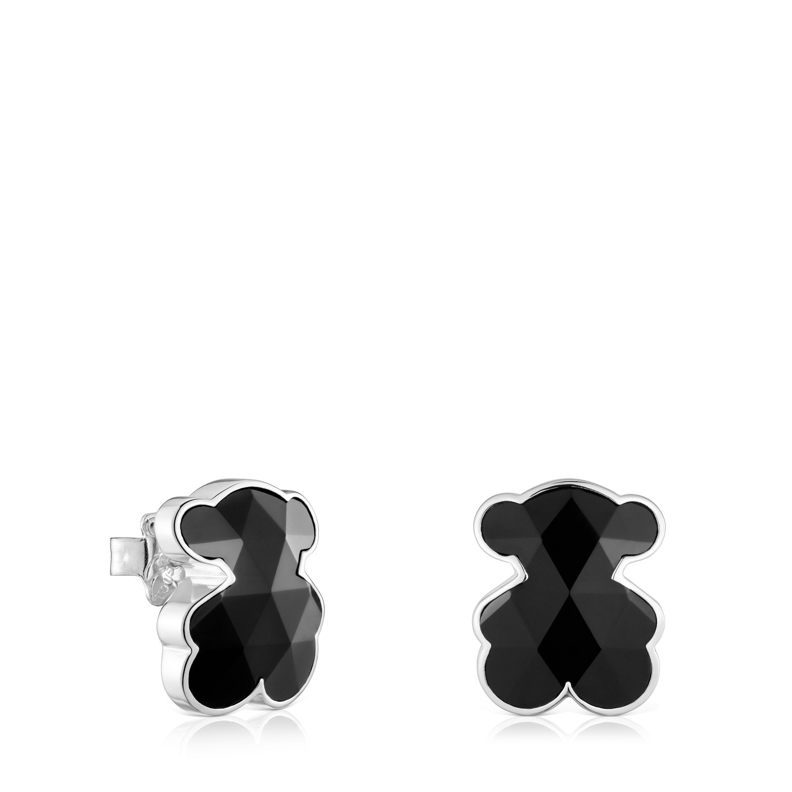 טואוס עגילי דובי משובצים אבן אוניקס Icon Color מכסף