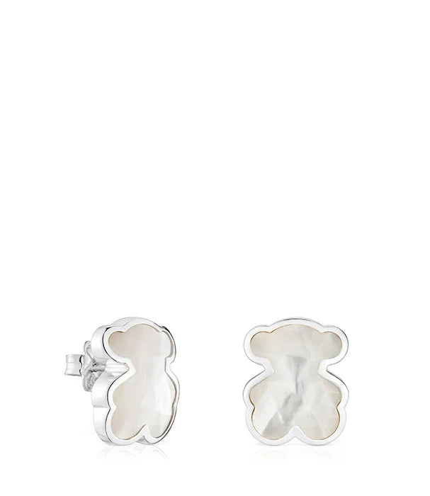 עגילי דובי מכסף בשיבוץ פנינה, תכשיט אופנתי מבית CHOZEN