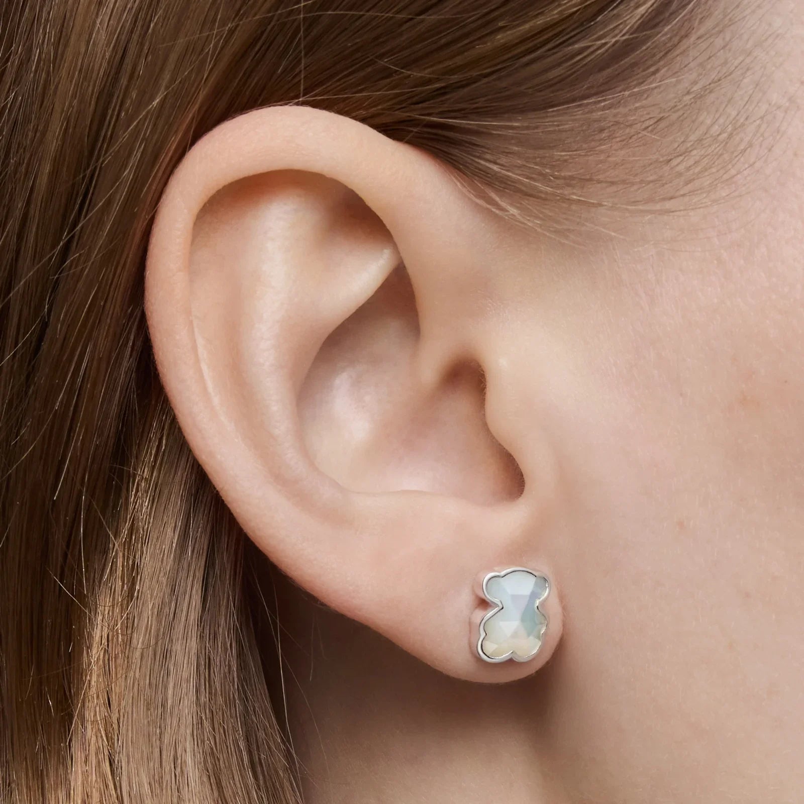 עגיל דובון כסוף לאישה לחור בתנוך, תכשיט אופנתי של CHOZEN