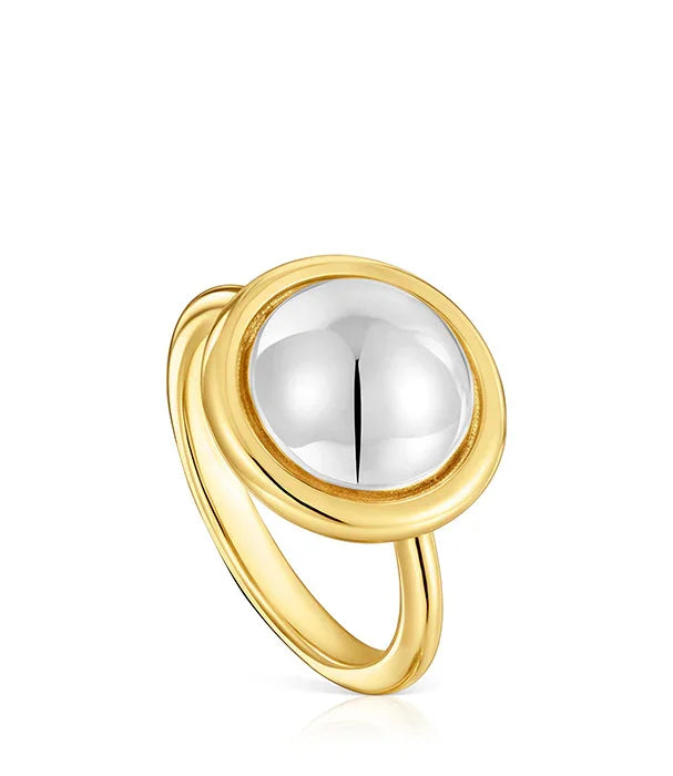 טבעת זהב עם אבן עגולה כסופה, תכשיט יוקרתי מבית CHOZEN