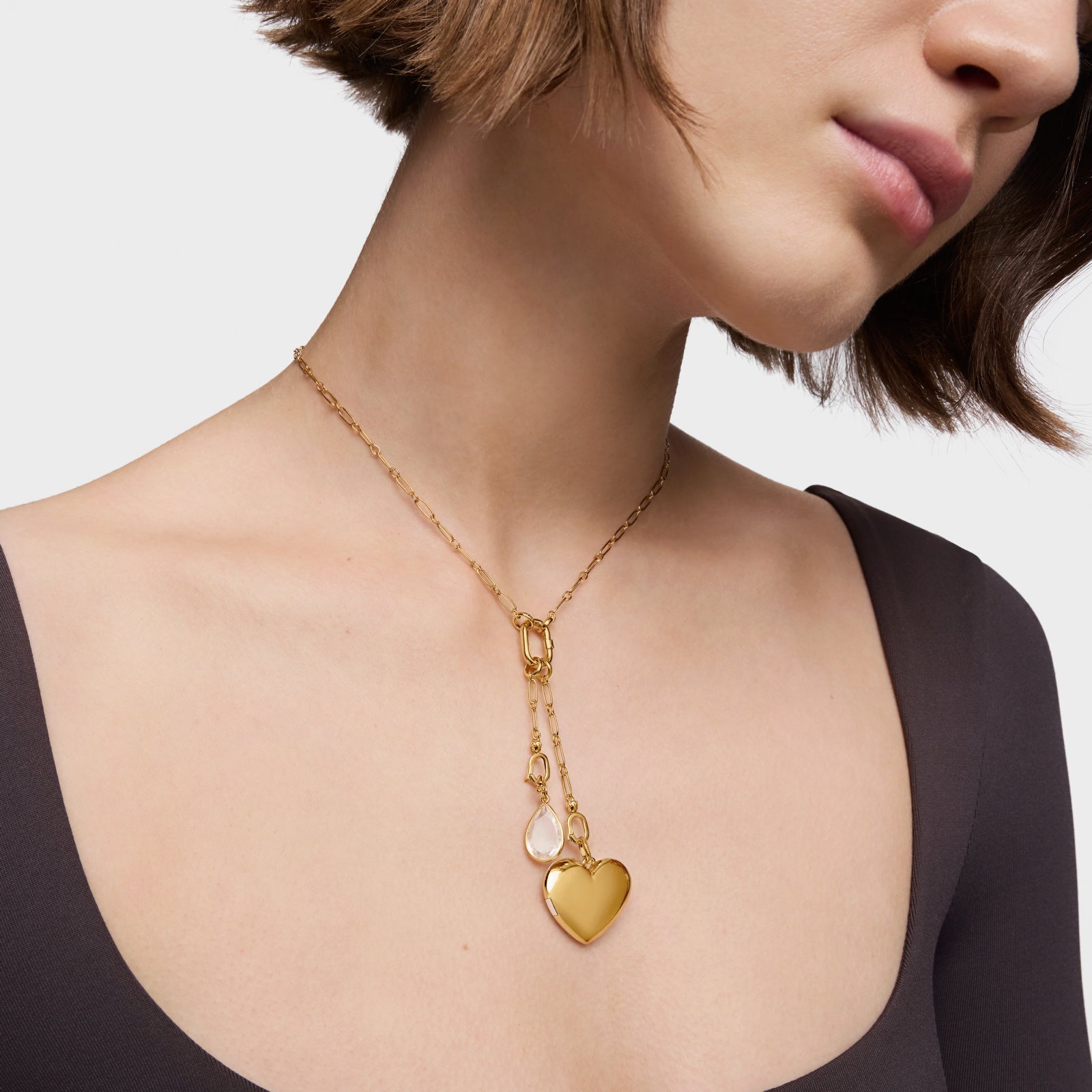 טואוס תליון Medallions מכסף ועליו זהב ורמייל 18 קראט בשיבוץ קוורץ רוק קריסטל